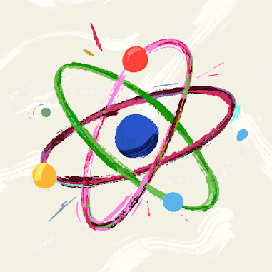 Atom Digital painterly atom mark